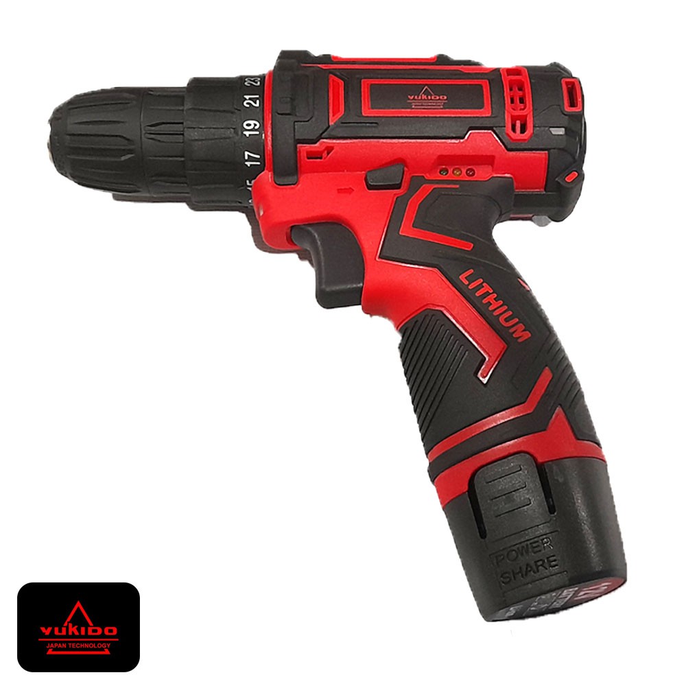 [TERLARIS] YUKIDO SET Bor 10mm Obeng Bor Bolak Balik YUKIDO 12 VOLT MERAH Cordless Drill Charger