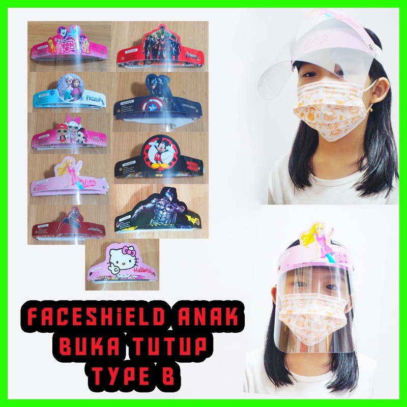 FACE SHIELD ANAK BUKA TUTUP / FACE SHIELD ANAK NAIK TURUN / FACE SHIELD ANAK KARAKTER