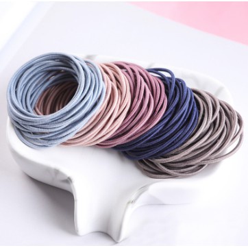 HC Ikat rambut  Karet Rambut Elastis Warna Polos 2 warna 100Pcs Gaya Korea untuk Wanita-7