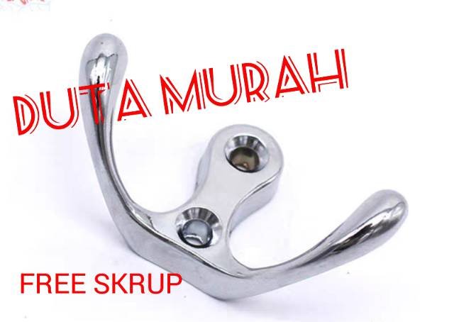 Gantungan Tempel Hook Double Besi / Hook Besar / Hook Mini / Chrome. Kwalitas Terbaik Free Skrup