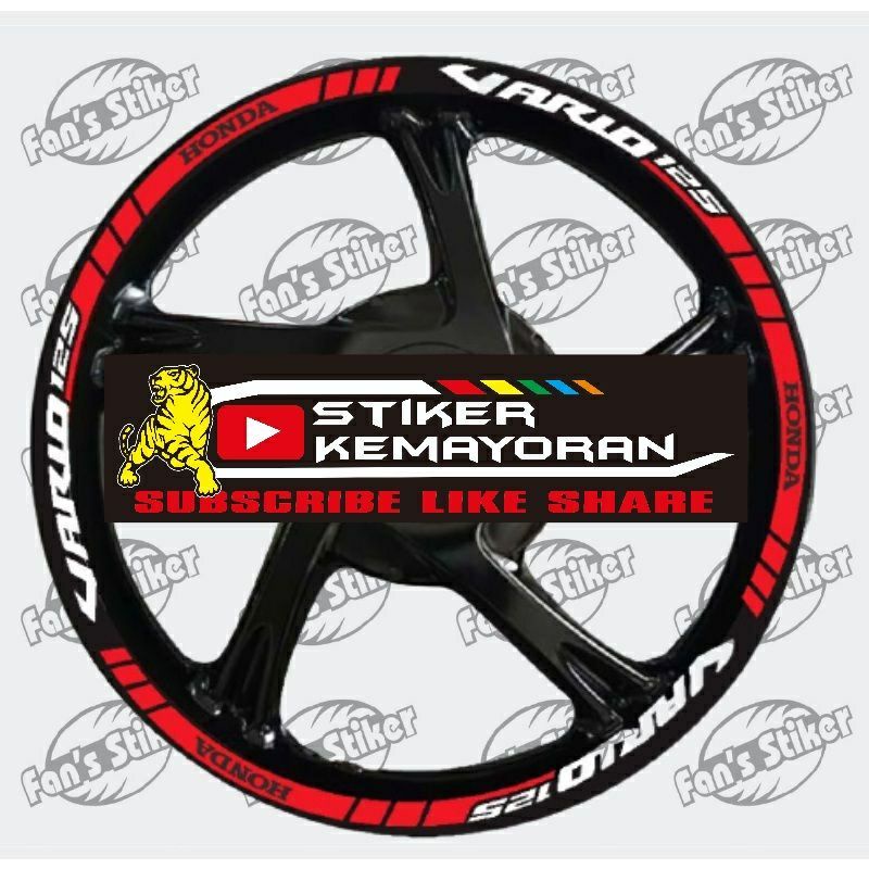 cutting stiker lis roda motor vario 110 125 150,velg vario murah - merah full Berkualitas