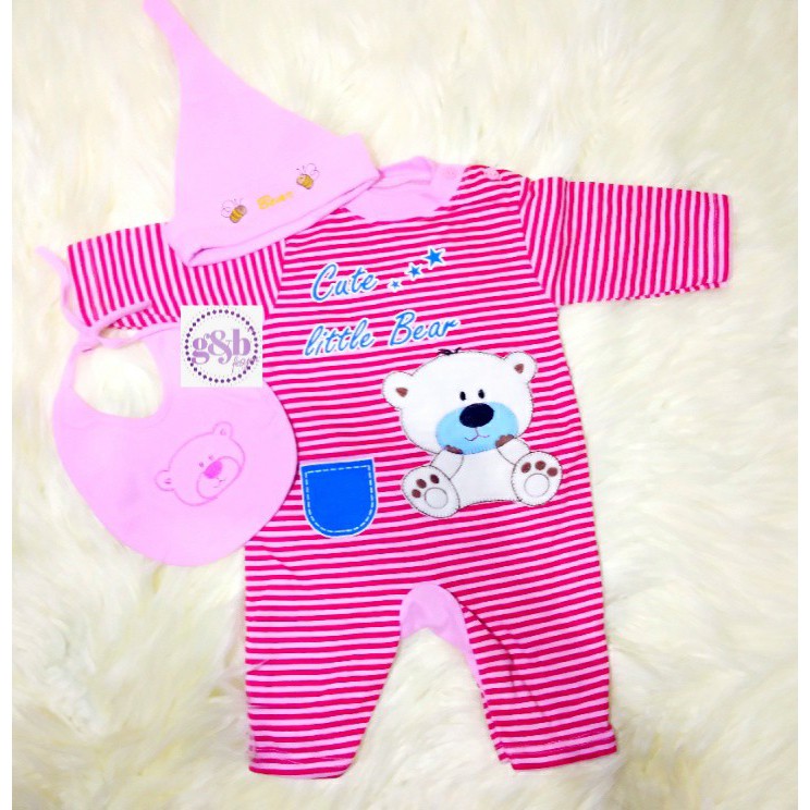 0-6 Bulan Jumper / Jumpsuit Bayi Set Cute Litlte Bear