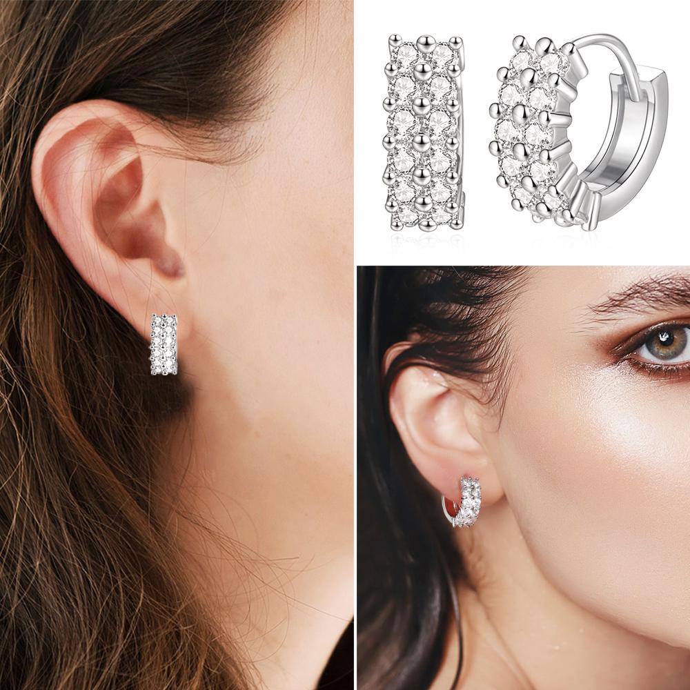 Preva Anting Berlian Perak Wanita Pria Hidung Cincin Cubic Zirconia Huggie Hoop Earring Perhiasan Tubuh Zirkon Mengkilap Gesper Telinga
