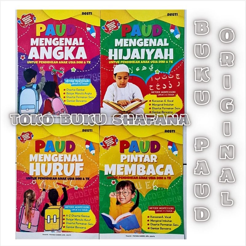 Paud Pintar Membaca. Mengenal Angka. Huruf. Hijaiyah. Seri Buku Paud dan TK Ukuran  21 X 29 cm Bergambar