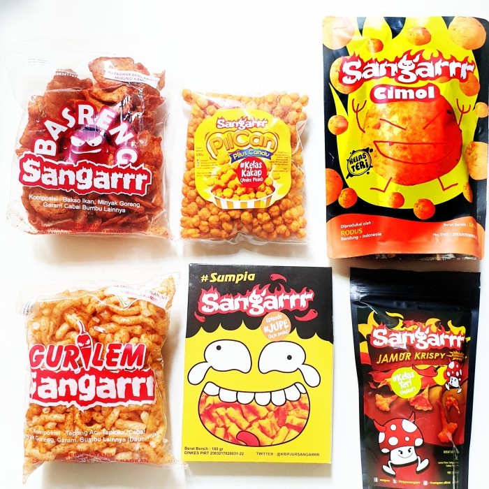 

Snack Cemilan Pedas Asli Bandung Sangarrr Aneka Keripik Pedes Gurih