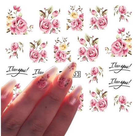 Watermark Nail Art Stickers - Stiker Kuku 3D Motif Campur #01 (1pc)