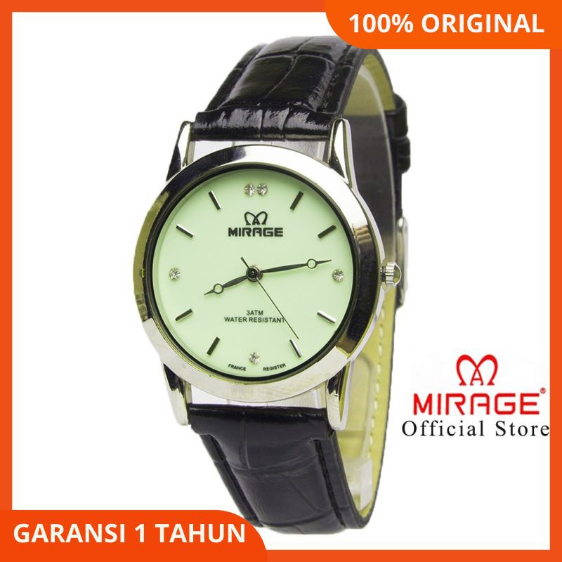 TERBARU Jam Tangan Tahan Air Original Mirage Kulit WANITA CEWEK LL Series - Glow in the Dark