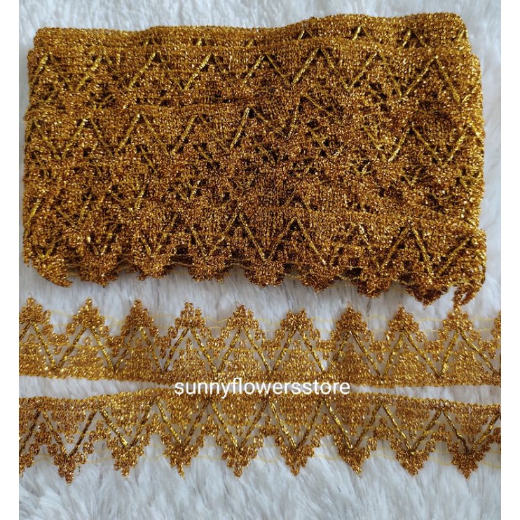 RENDA GOLD MOTIF 1754 LEBAR 4 CM ISI 17 YARD