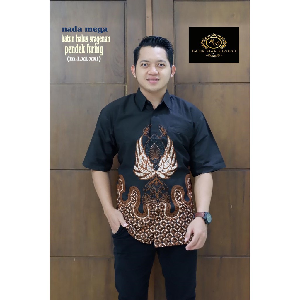 NADA MEGA Kemeja Batik Pria Lengan Pendek Katun Halus Martowiro FULL FURING