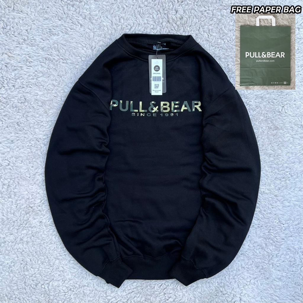 Free Paper Bag Crewneck Sweater Pull &amp; Bear Motif Sablon Loreng Premium Quality