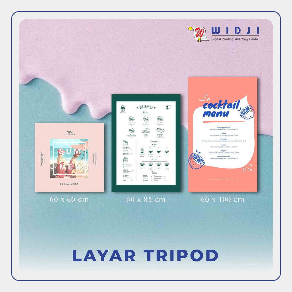 Print / Cetak Visual ? Layar Tripod Banner / T-Banner Ukuran 60 X 60 cm / 60 X 85 cm / 60 X 100 Cm
