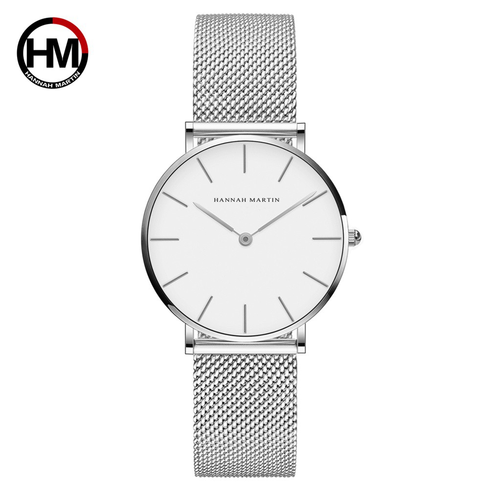 HOT PROMO Hannah Martin Kuarsa Jam Tangan Wanita Jam Tangan Gelang Perak untuk Wanita Watch