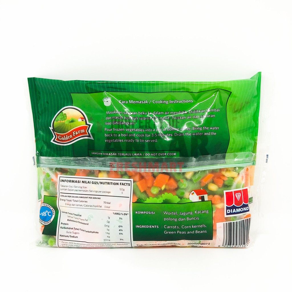 GOLDEN FARM MIX VEGETABLES / SAYURAN BEKU 500GR