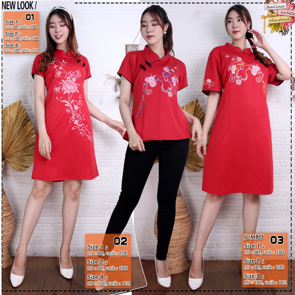 DRESS CHEONGSAM / DRESS CNY / BLOUSE CNY / BLOUSE CHEONGSAM / LUNAR DRESS / DRESS MERAH