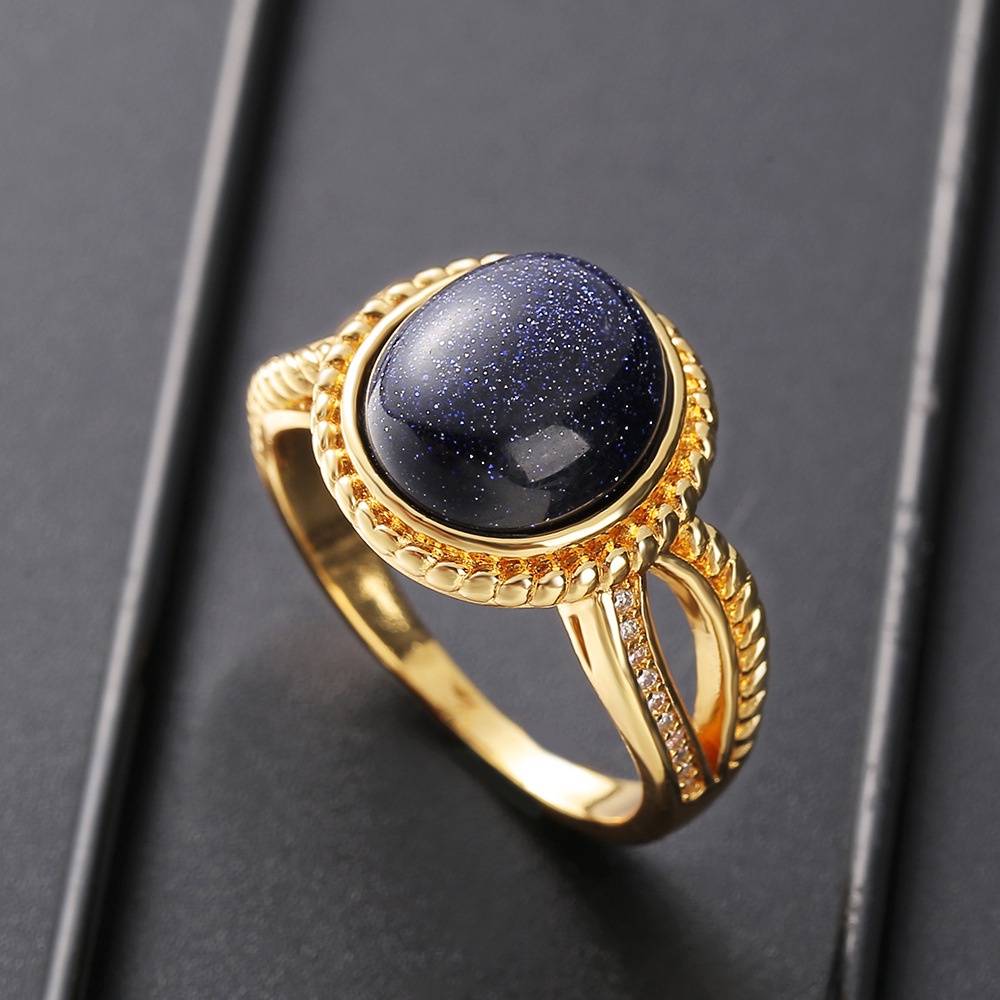 Goldkingdom Perhiasan Fashion Emas Asli Kadar 375 Bangkok Aksesoris Ready Stock Bintang Di Malam Hari Langit Bintang Biru Cincin Batu Berlapis Emas Star Ring