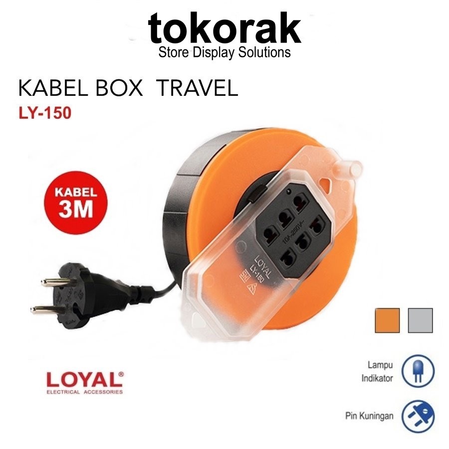 KABEL ROLL BOX TRAVEL 3 METER LY-150 - KABEL BOX ROLL LOYAL 3 LUBANG