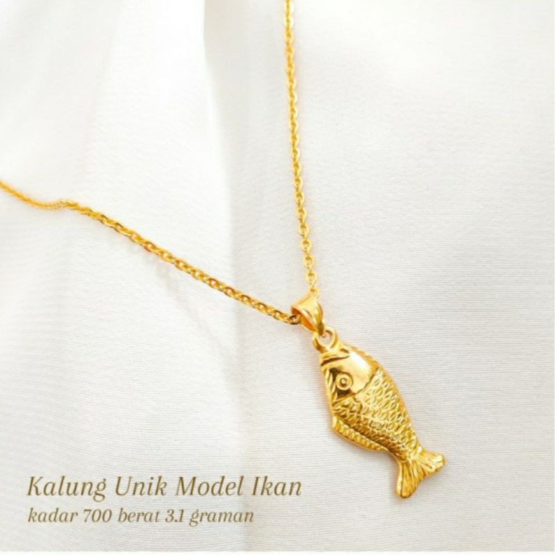Kalung Wanita Liontin Ikan Pendant Fish Jewellery Necklace Gold Toko Emas asli