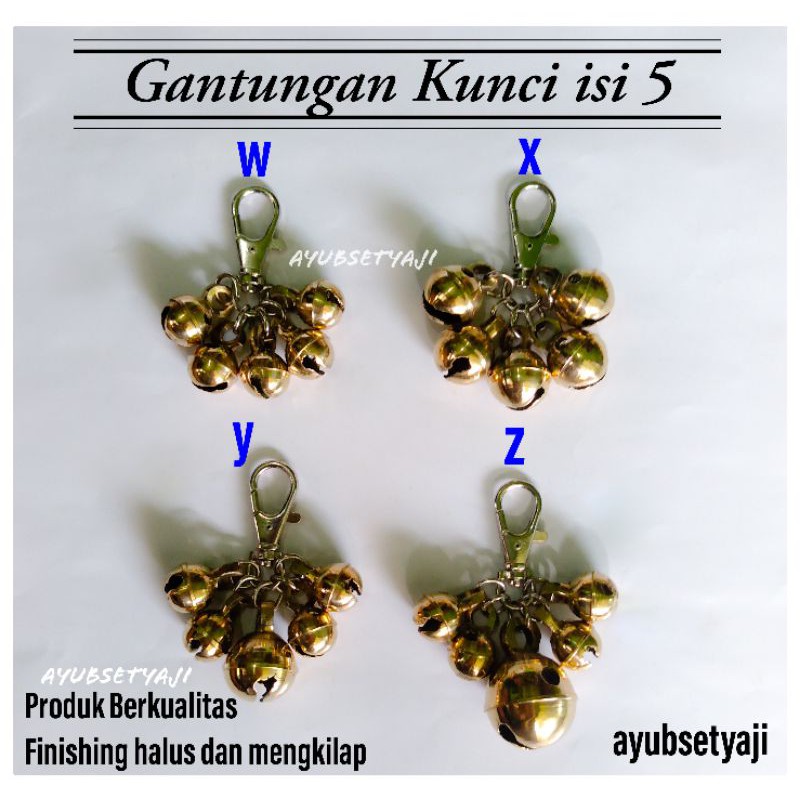 Gantungan Kunci Lonceng Kuningan Klintingan Krincingan (KODE W-Z) gantungan tas kunci motor lonceng 