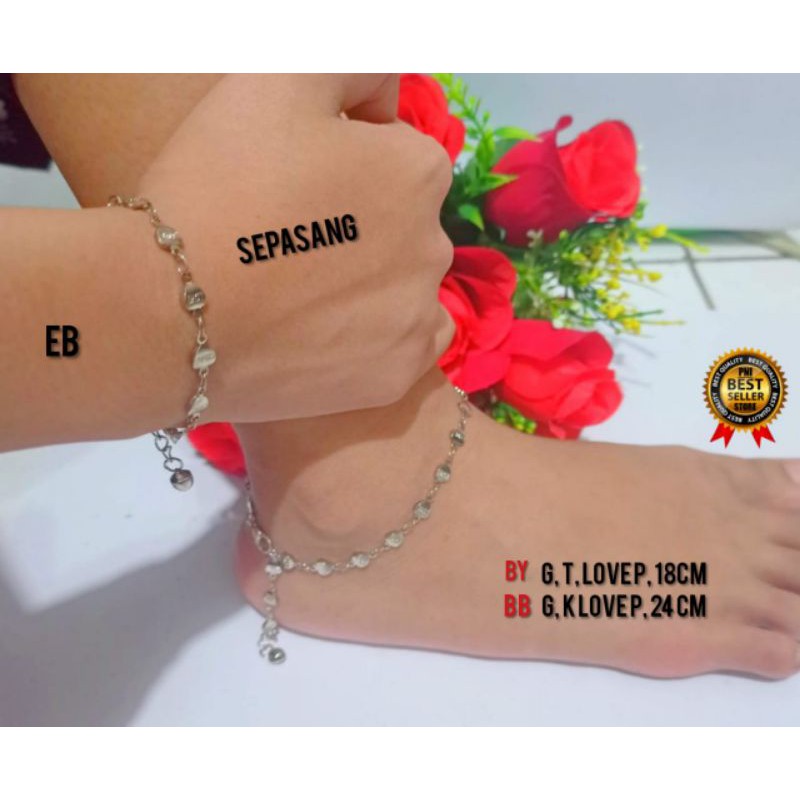 Set Gelang tangan dan gelang kaki Titanium banyak pilihan model dan bentuk nya bahan lapis emas