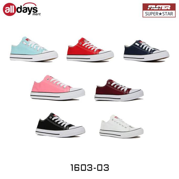 New  Faster Sepatu Sneakers Casual Kanvas Wanita 1603-03 7 Warna - Biru, 36 - Hanya Di Shopee