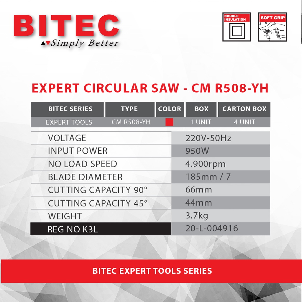 BITEC - MESIN PEMOTONG KAYU EXPERT 950W 7 INCH / EXPERT CIRCULAR SAW - CMR 508-YH - GARANSI RESMI 1 TAHUN