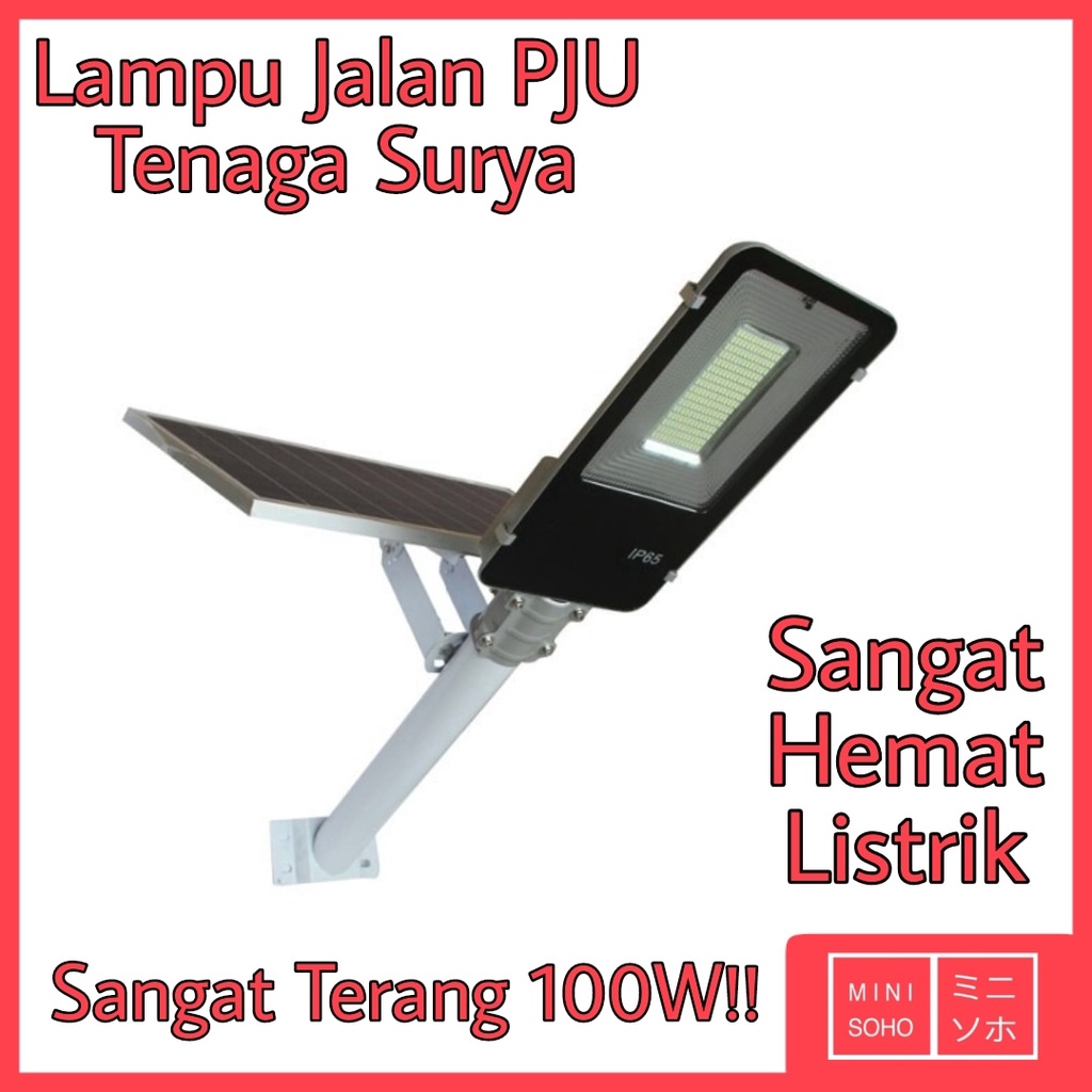 Lampu Jalan Solar Cell Tenaga Surya Matahari 100W Watt Remote Control Remot PJU