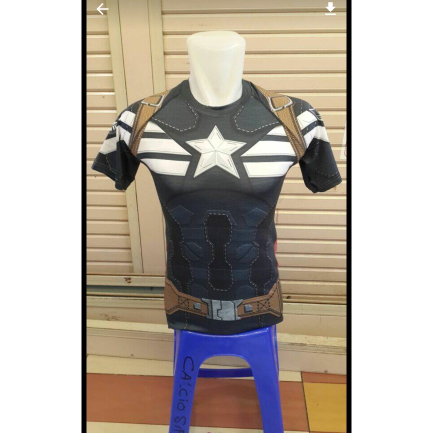Pakaian kaos gaul  KAOS BAJU GYM SUPERHERO CAPTAIN AMERICA AVENGER FITNES FITNESS PRIA ash shop