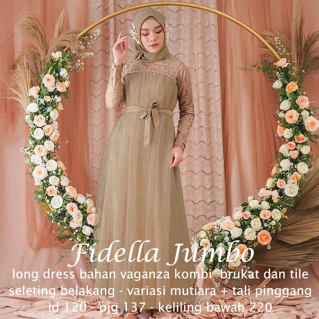 HOPYLOVY - Gamis Wanita Brukat Fidella