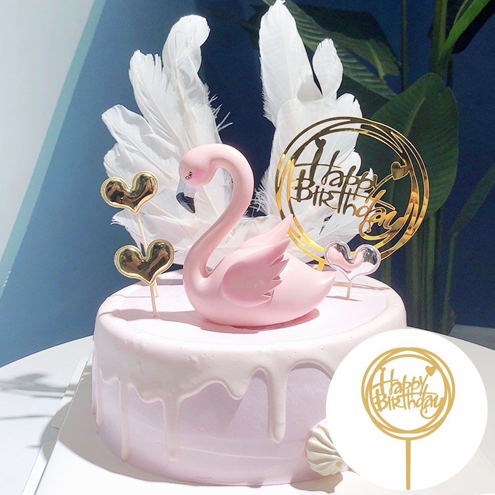 [TK] Topper Kue Tulisan Happy Birthday Bahan Akrilik Warna Silver / Gold untuk Dekorasi Pesta Ulang Tahun