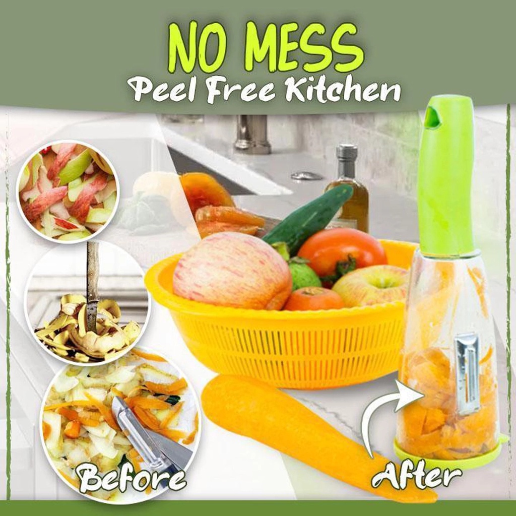 Alat Pengupas Buah / Sayur Multifungsi Bahan Stainless Steel Dengan Wadah Penyimpanan