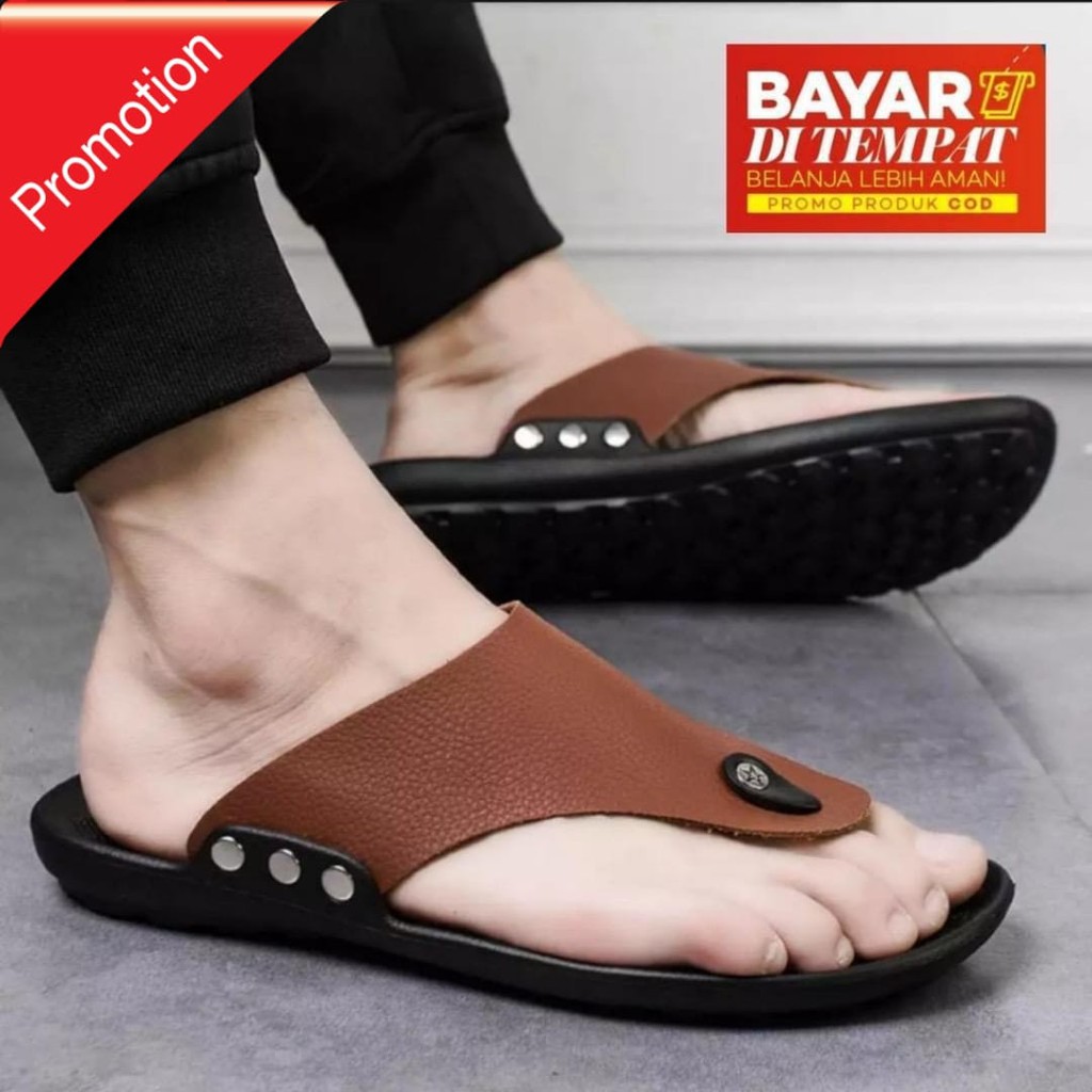 SANDAL PRIA FASHION / Sandal Kulit Pria Slide / Sandal Pria / Sandal Slide  / Sandal Casual Pria / Sandal Slop / Sandal Selop Pria / Sandal Promo / Sandal Pria Kekinian / Sandal Kulit Pria Terlaris