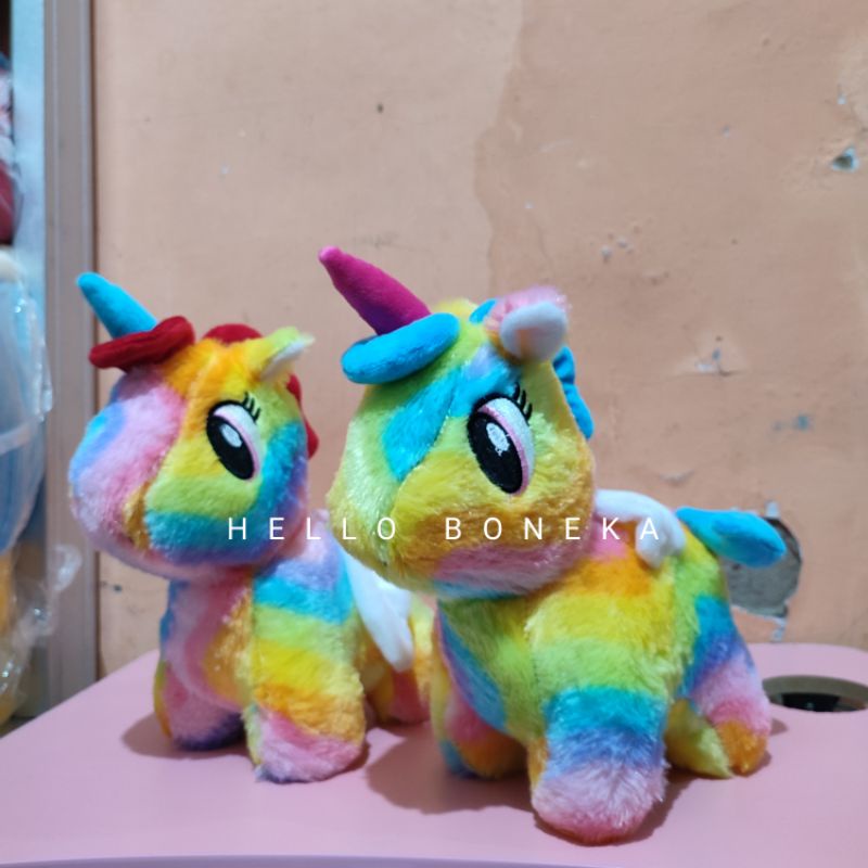 Boneka Kuda Pony Unicorn Rainbow Bertanduk Soft Doll Little Poni Lucu Bahan Halus Lembut