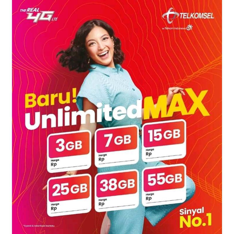 (Promo)KARTU UNLIMITED MAX 25GB 2bulan Telkomsel(TANPA FUP)