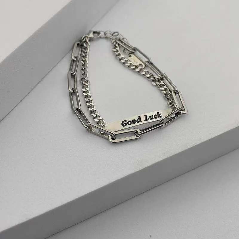 Gelang Bahan Titanium steel Gaya hip hop Untuk Pria Dan Wanita