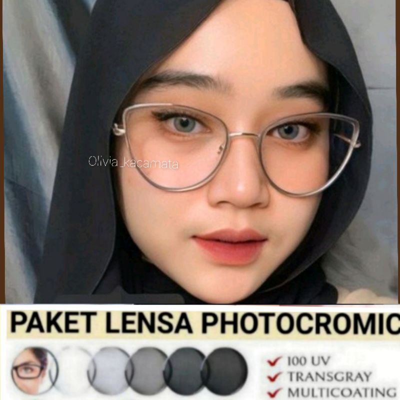 kacamata Amaya cat Eye bisa request minus normal paket lensa photocromic dan blueray Anti radiasi