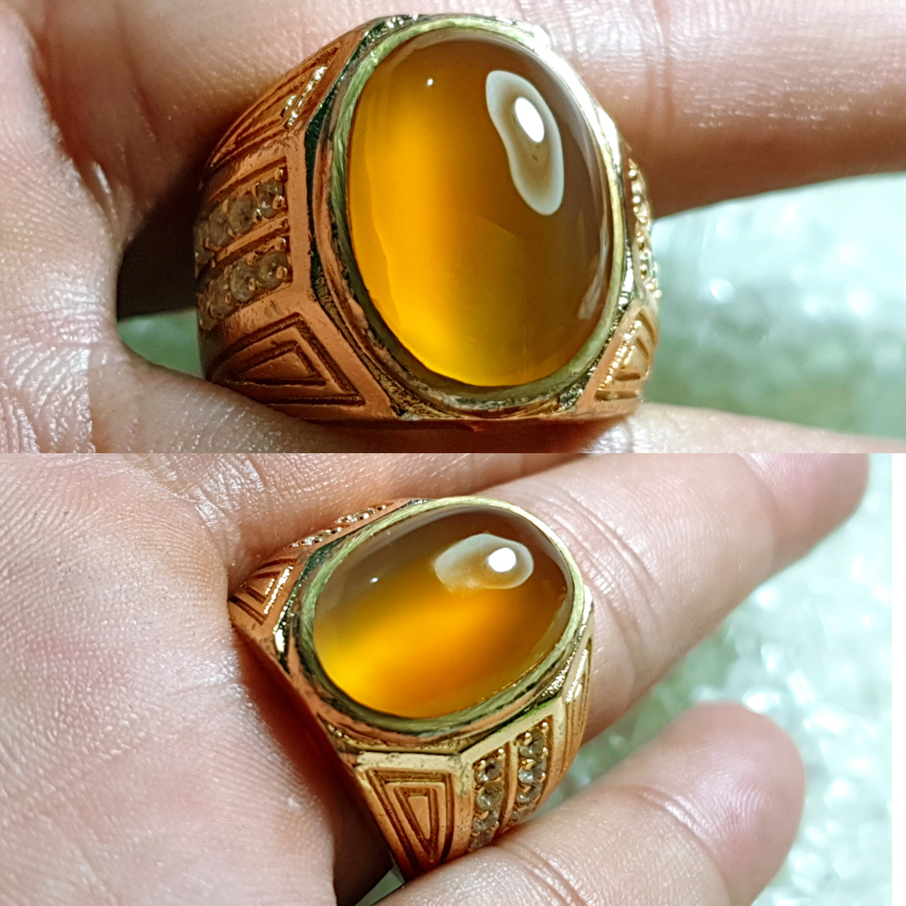Batu cincin natural  cempaka kuning cat eye kode 559