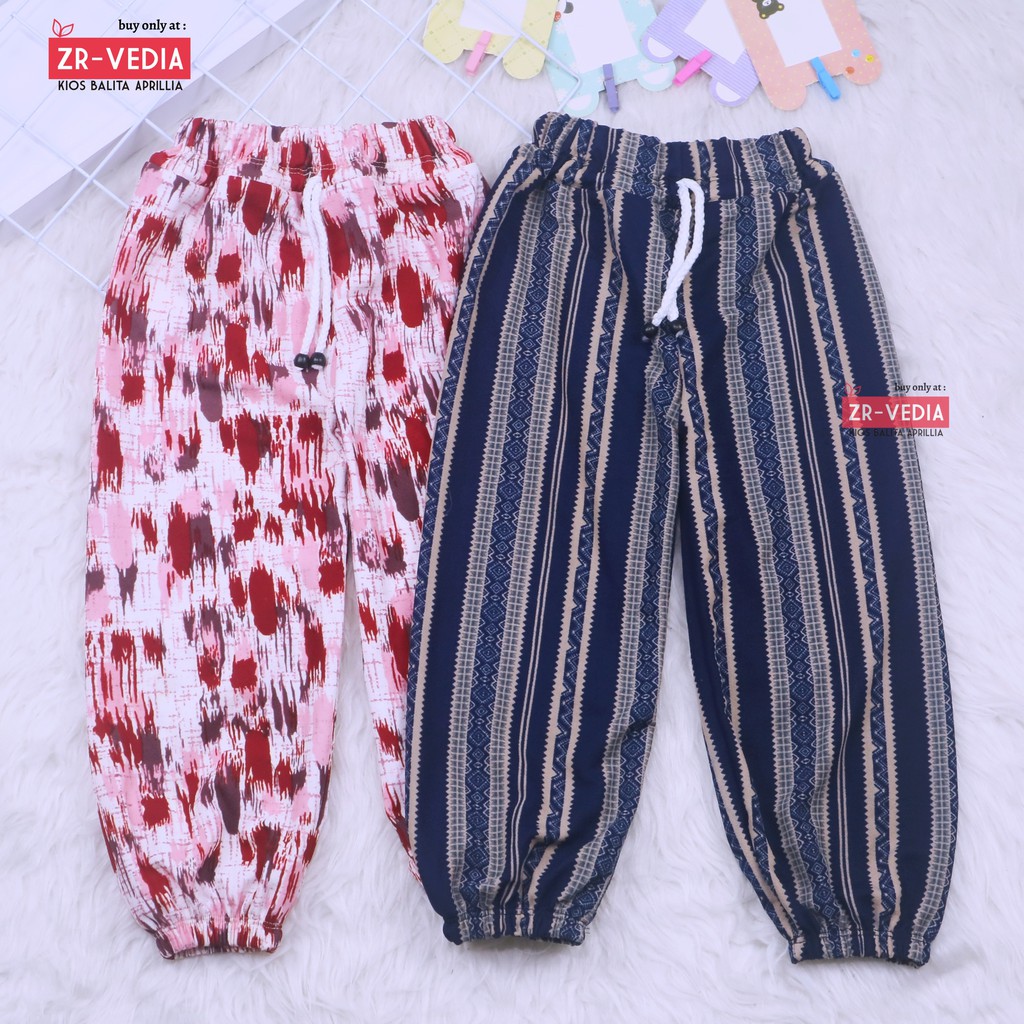 (ANAK PEREMPUAN) Jogger Motif uk 5-8 Tahun / Joger Pants Anak Cewek Murah Celana Panjang Import Adem