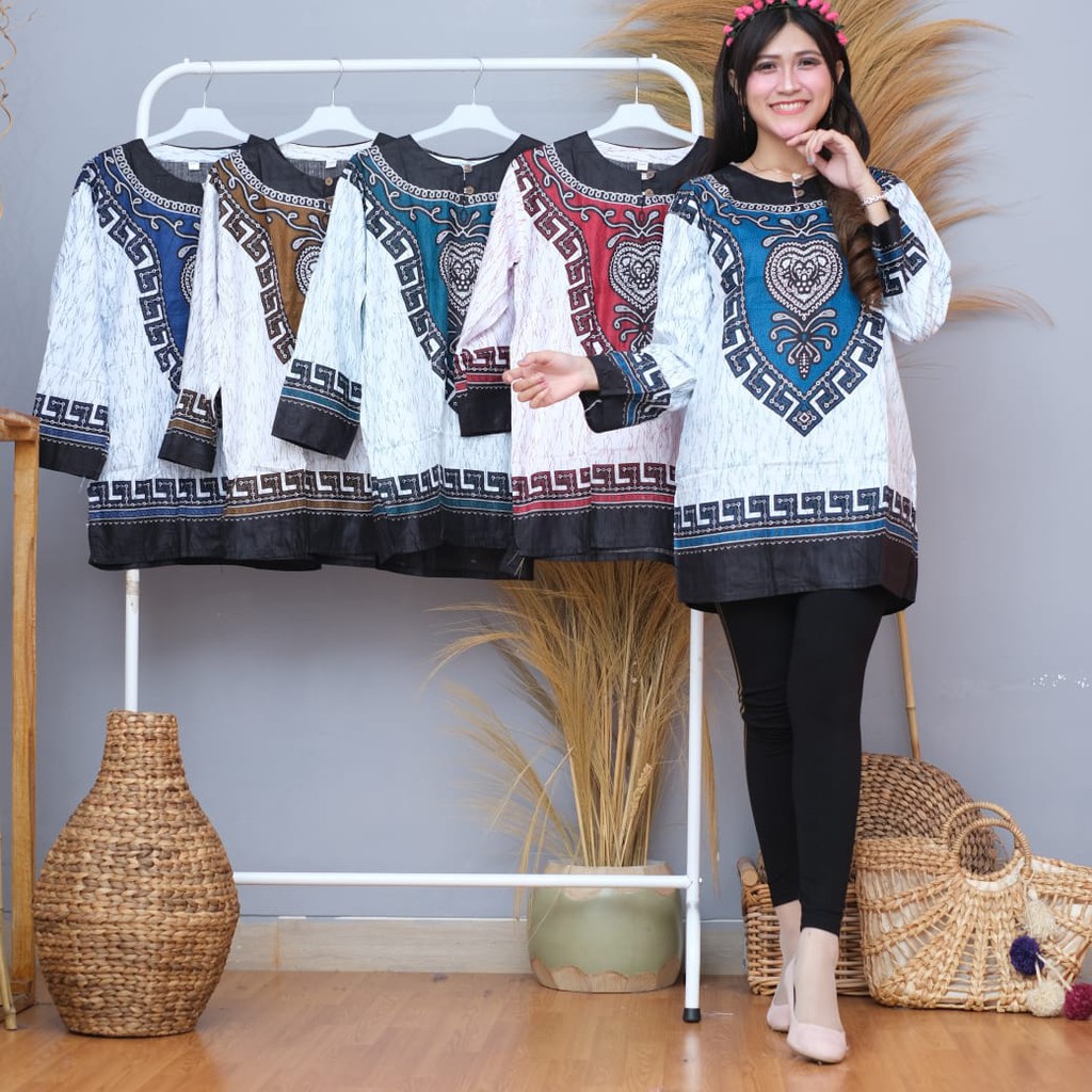 Kaos Dashiki - Kaos Batik Etnik Jefri Lengan Panjang - L/Dewasa