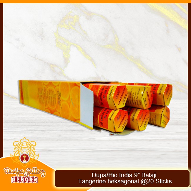 Dupa/Hio Wangi india 9&quot; Balaji Tangerine heksagonal @20 sticks (6pcs/box)