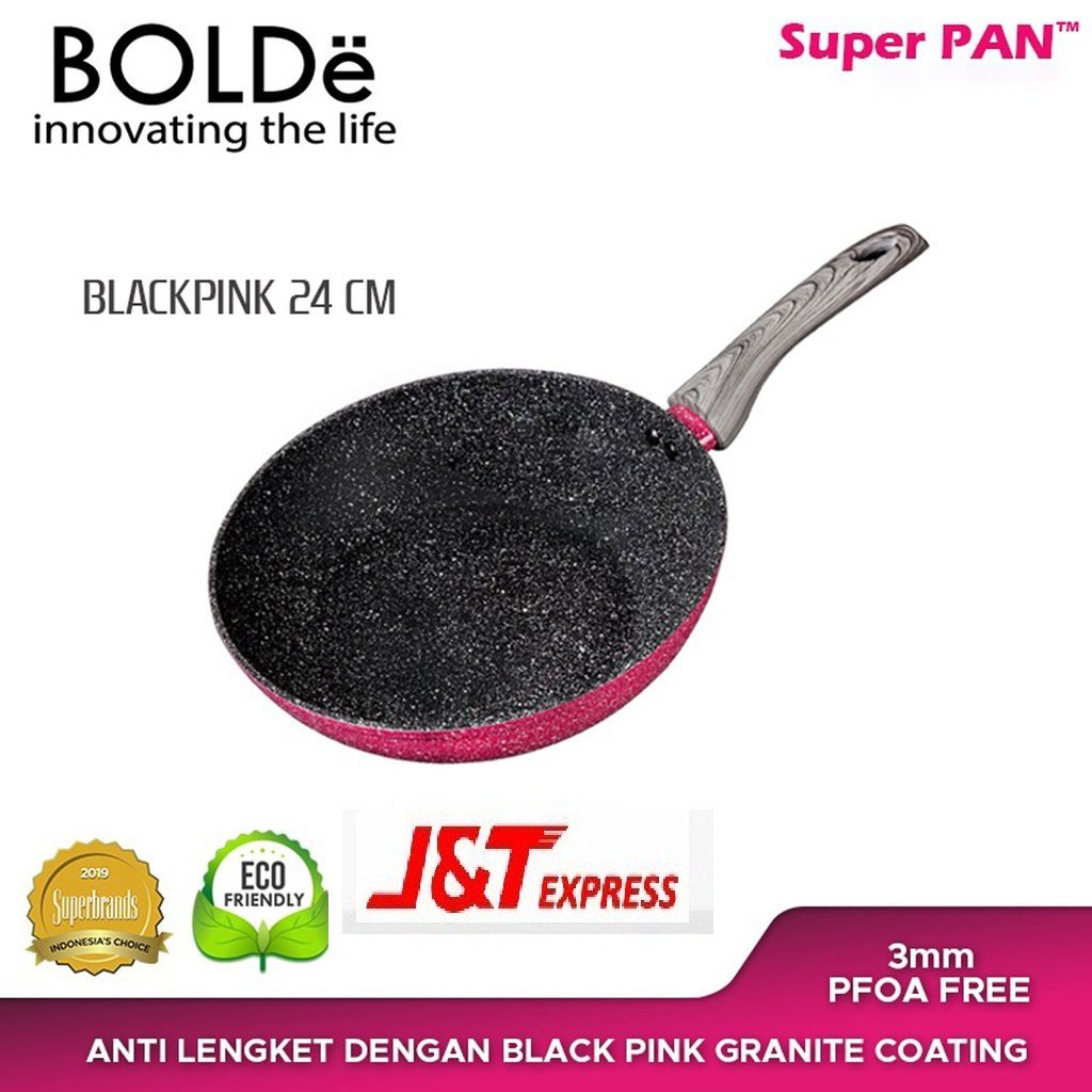 Wok ( Wajan ) 24 Cm, Granite Blackpink Original Bolde