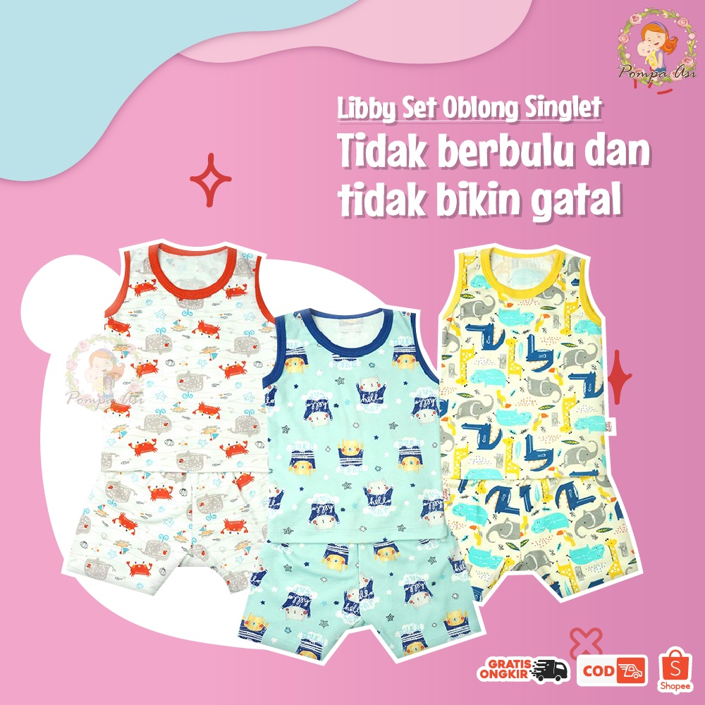 Libby Set Oblong Singlet Perlengkapan Setelan Pakaian Bayi Baru Lahir Bahan Soft Cotton Lembut By Mallpompaasi