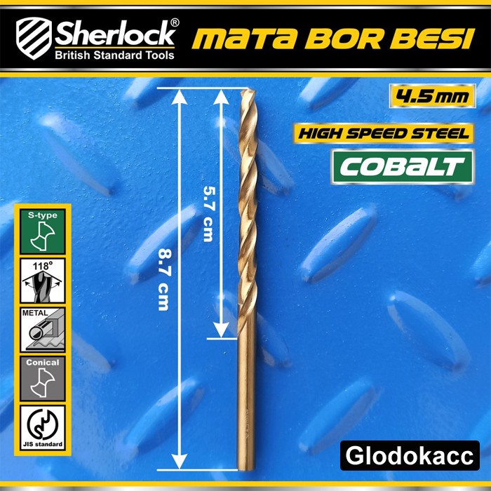 Mata Bor Besi 4.5 mm / Sherlock JIS Standard High Speed Steel Cobalt (1 Pcs)