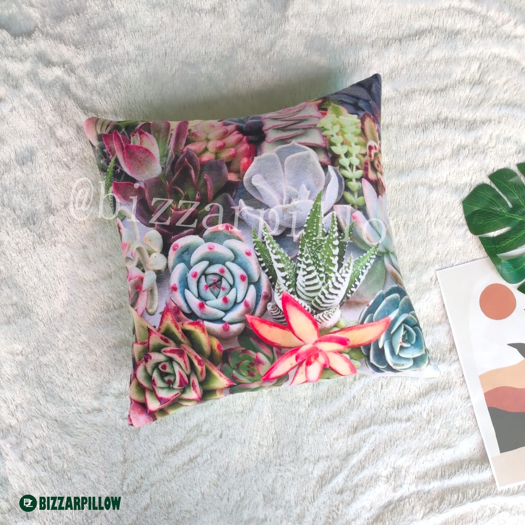 Bizzarpillow Bantal Sofa Motif Daun Leaves Monstera 40 x 40 cm BZ153