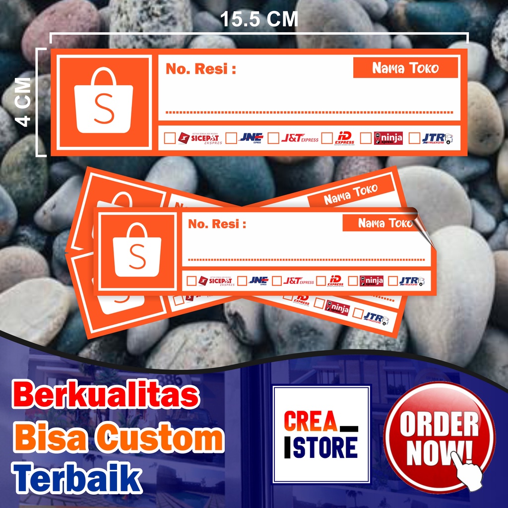 

Stiker Pengiriman Resi Pengiriman Shopee 15.5 x 4 cm Bisa Custom Nama Toko