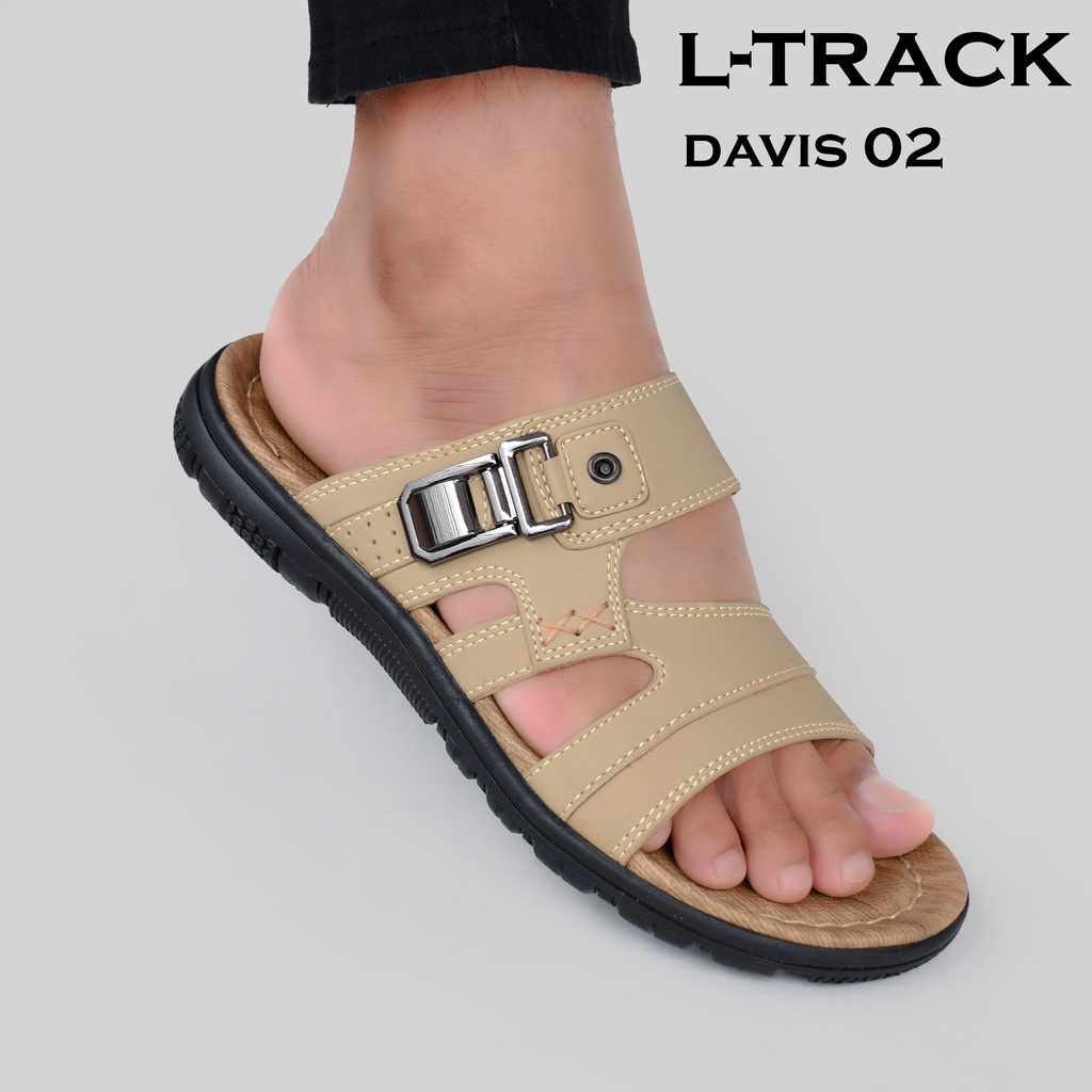 Sandal kulit davis02 Sandal pria dewasa model slop nyaman dan milenial Upper kulit