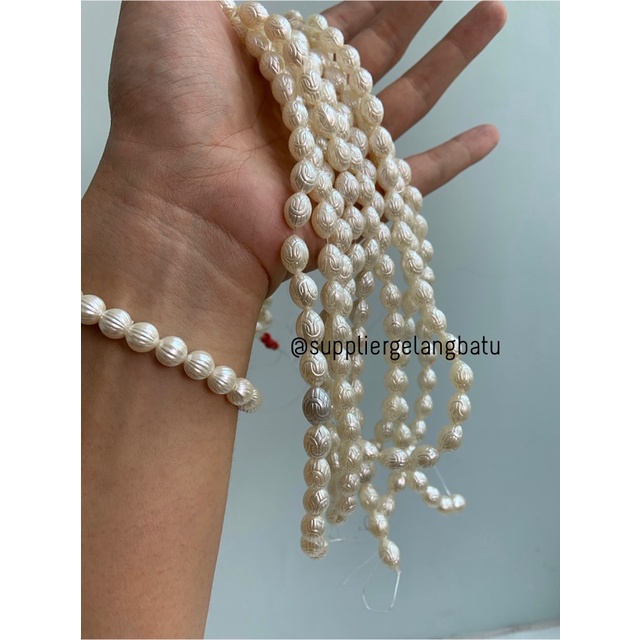 Mutiara Sintetis OVAL TELUR PASKAH 10MM WHITE PEARL manik aksesoris