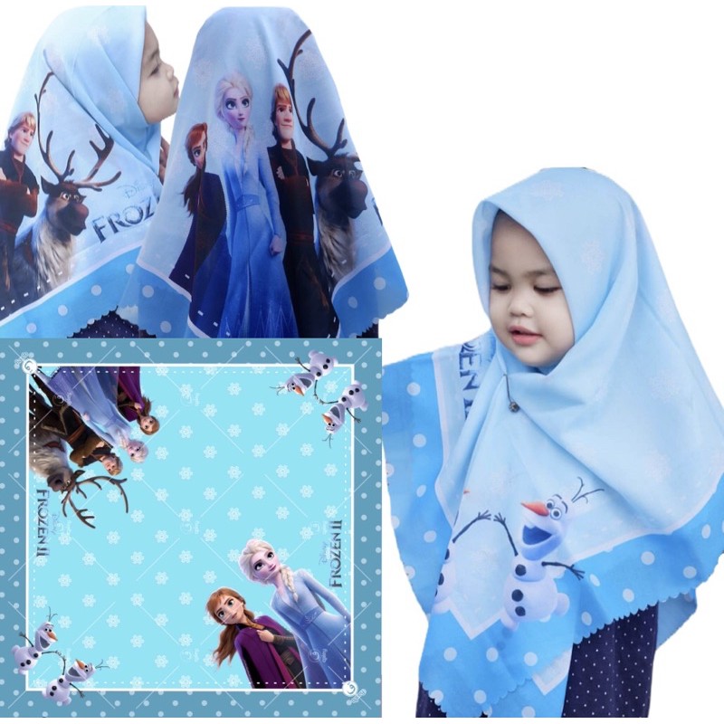 VOAL PRINTING ANAK MOTIF FROZEN II / HIJAB ANAK FROZEN / JILBAB ANAK FROZEN / KERUDUNG FROZEN