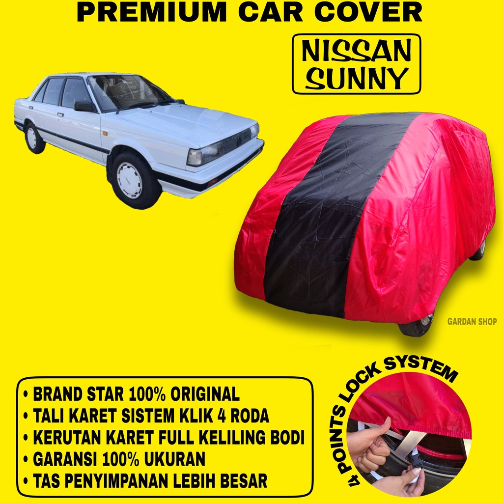 Body Cover NISSAN SUNNY MERAH HITAM Penutup Bodi Mobil Nissan Sunny Waterproof PREMIUM