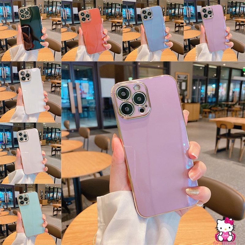 Soft Case Bahan Silikon Warna Polos Gaya Retro Untuk IPhone 13 12 11 Pro MAX XR X 6 6S 7 8 Plus XS MAX SE 2020