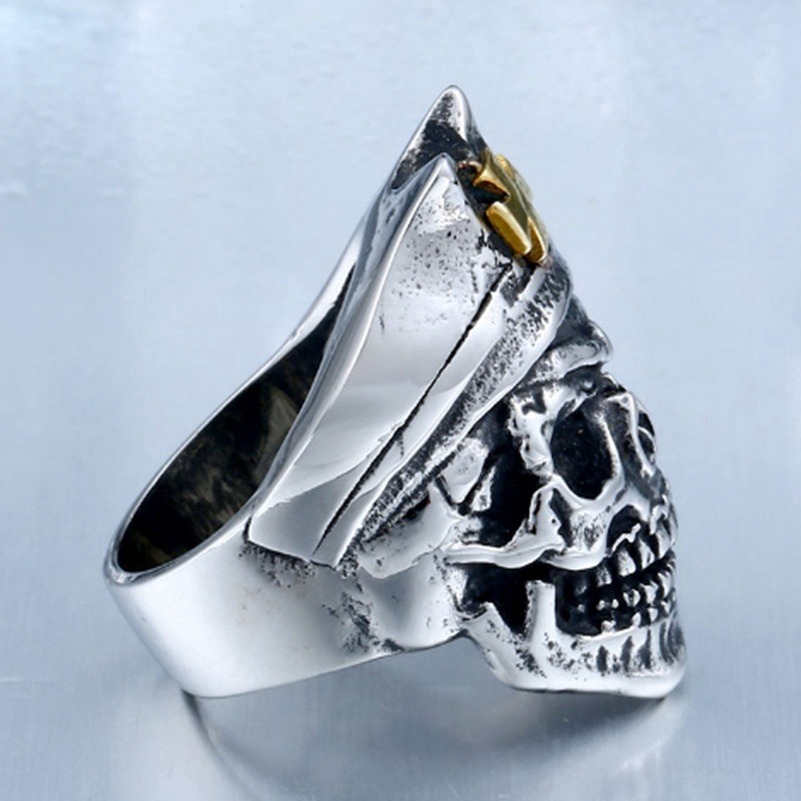 Cincin Motif Kepala Tengkorak Gaya Vintage Punk untuk PriaXIANGXIAN